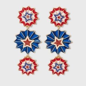 NWT starburst patriotic dangle earrings by baubblebar